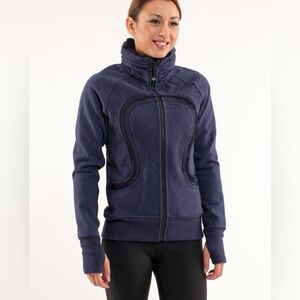 Lululemon Cuddle Up Jacket Heathered Black Swan Navy Blue Sherpa 4